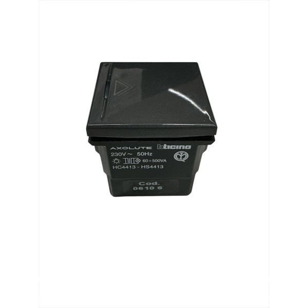 Bticino Axolute Dark Push Button Dimmer HS4413 Regulator for 60-500W Resistive Loads and 60-500VA Ferromagnetic Transformers